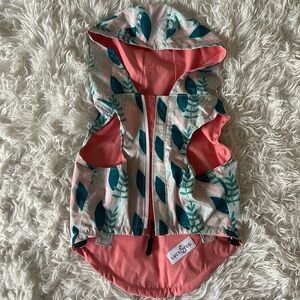 Lucy & Co. Pink and Green Leaf Pattern Dog Rain Jacket